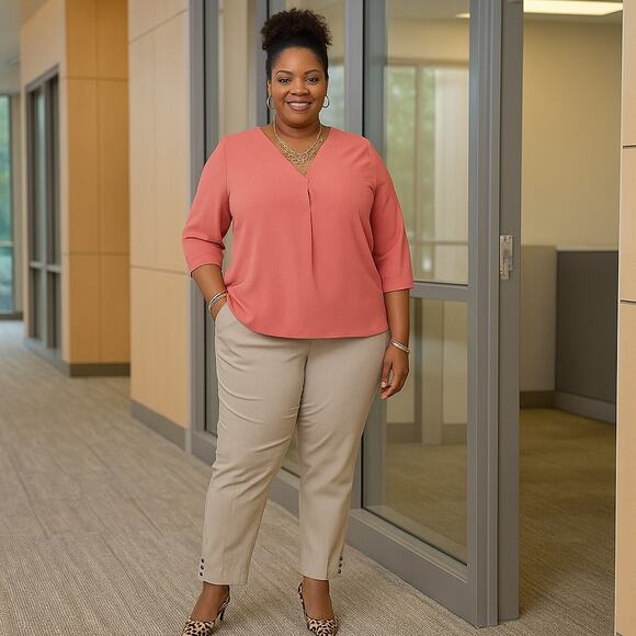 Chico's Pants Womens Size 4 (20) Josie Perfect Stretch Snap Ankle Pale Taupe NWT - Picture 1 of 9